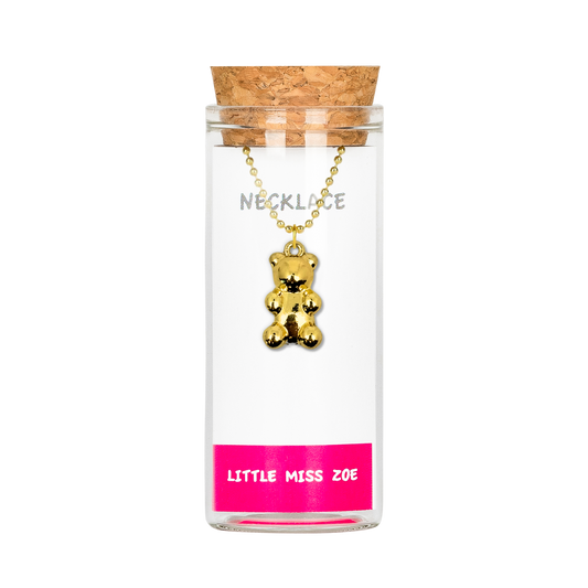 Gold Gummy Bear Charming Necklace in a Bottle - Set of 3