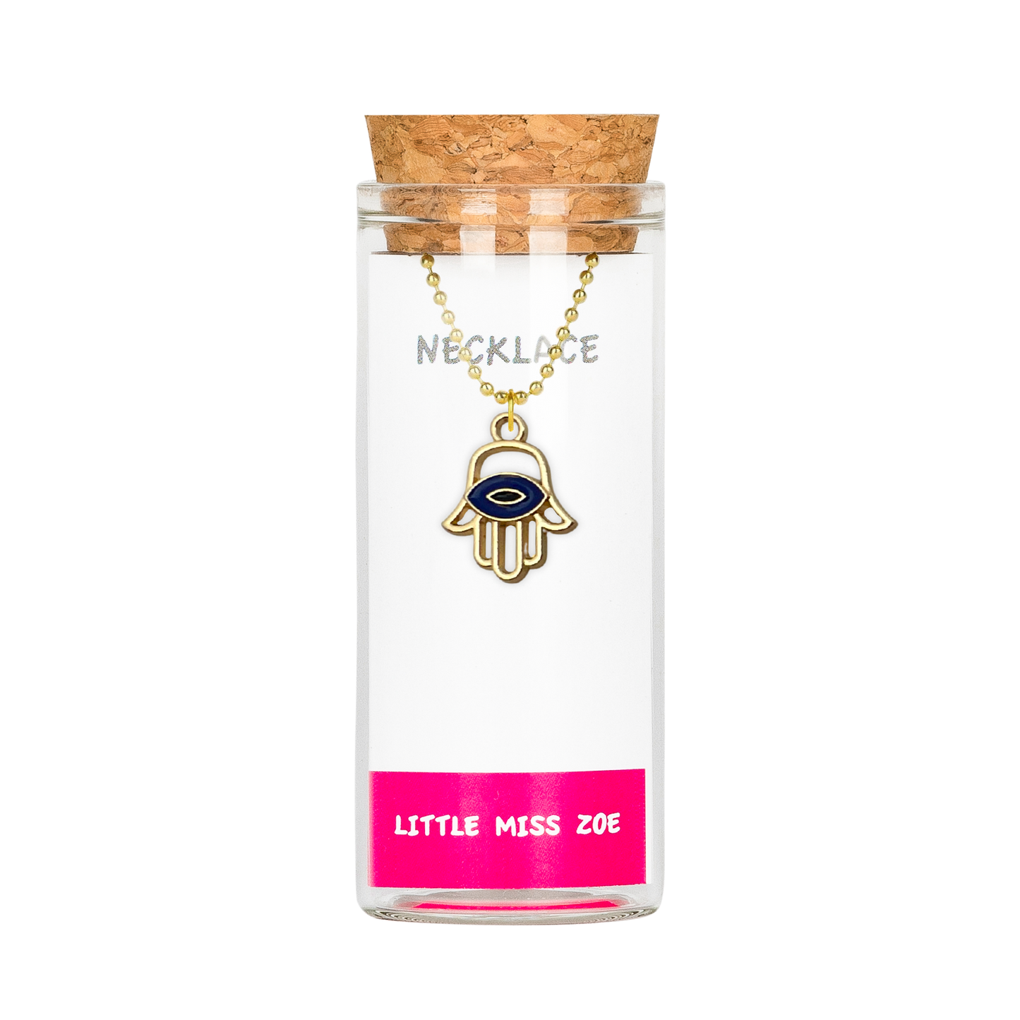 Hamsa Charming Necklace in a Bottle - Set of 3