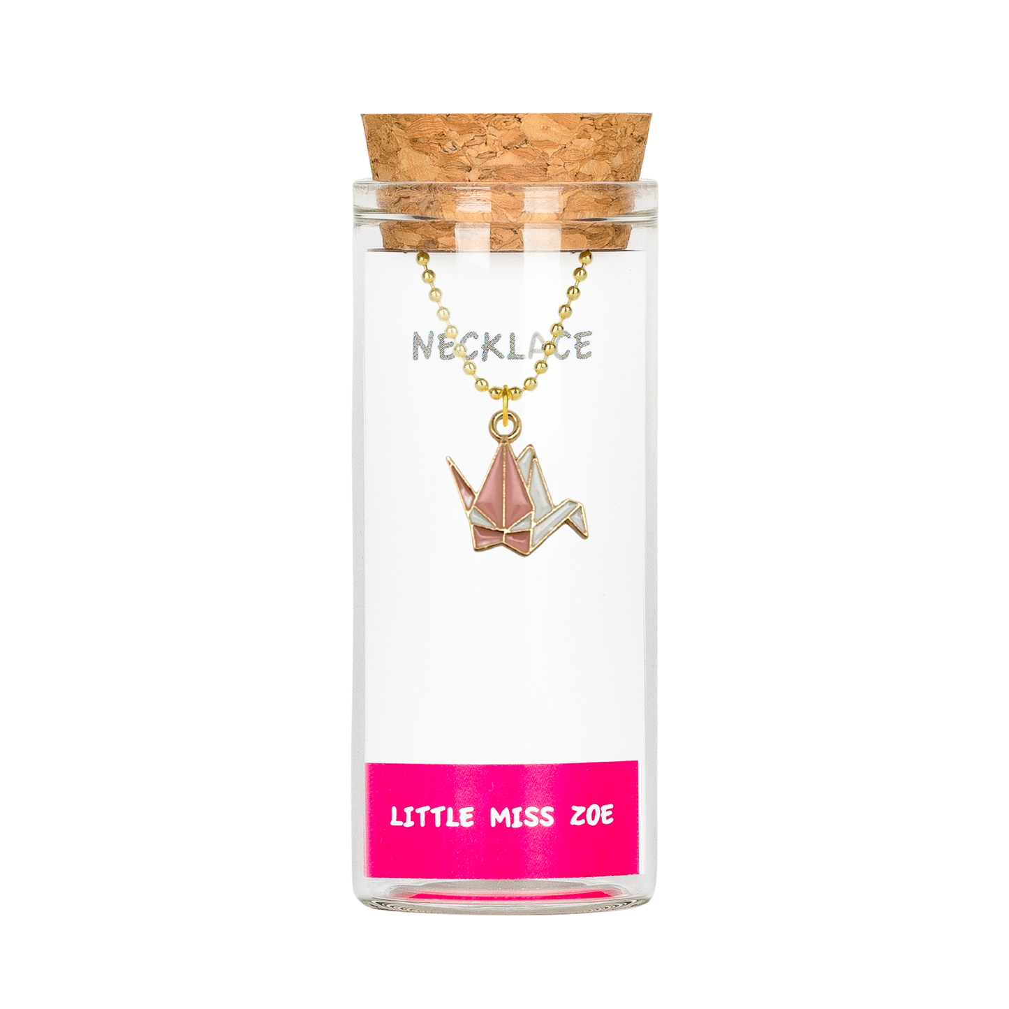 Paper Crane Charming Necklace in a Bottle - Set of 3