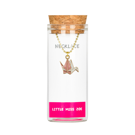 Paper Crane Charming Necklace in a Bottle - Set of 3