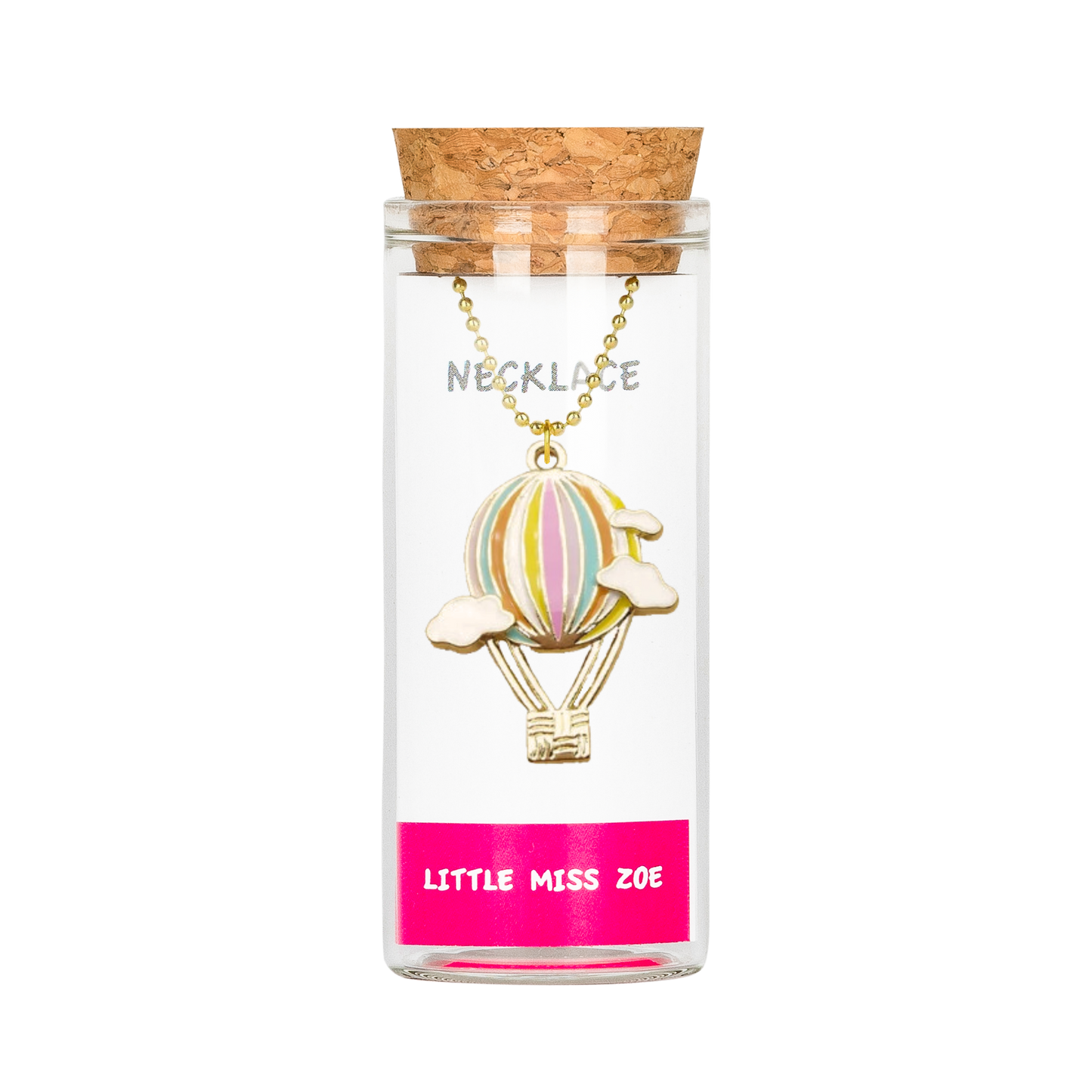 Hot Air Balloon Charming Necklace in a Bottle - Set of 3