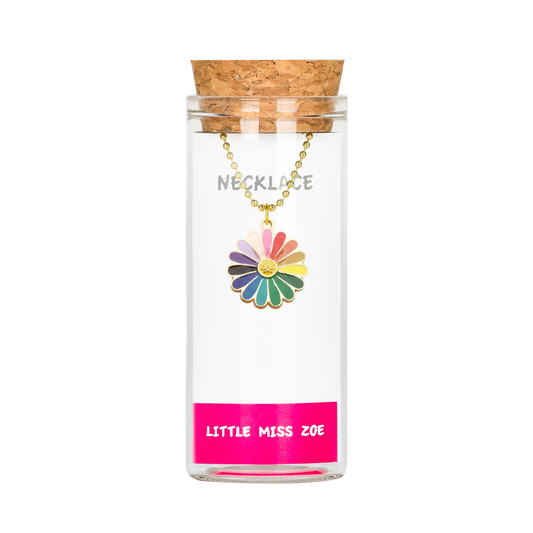 Happy Rainbow Flower Charming Necklace in a Bottle - Set of 3
