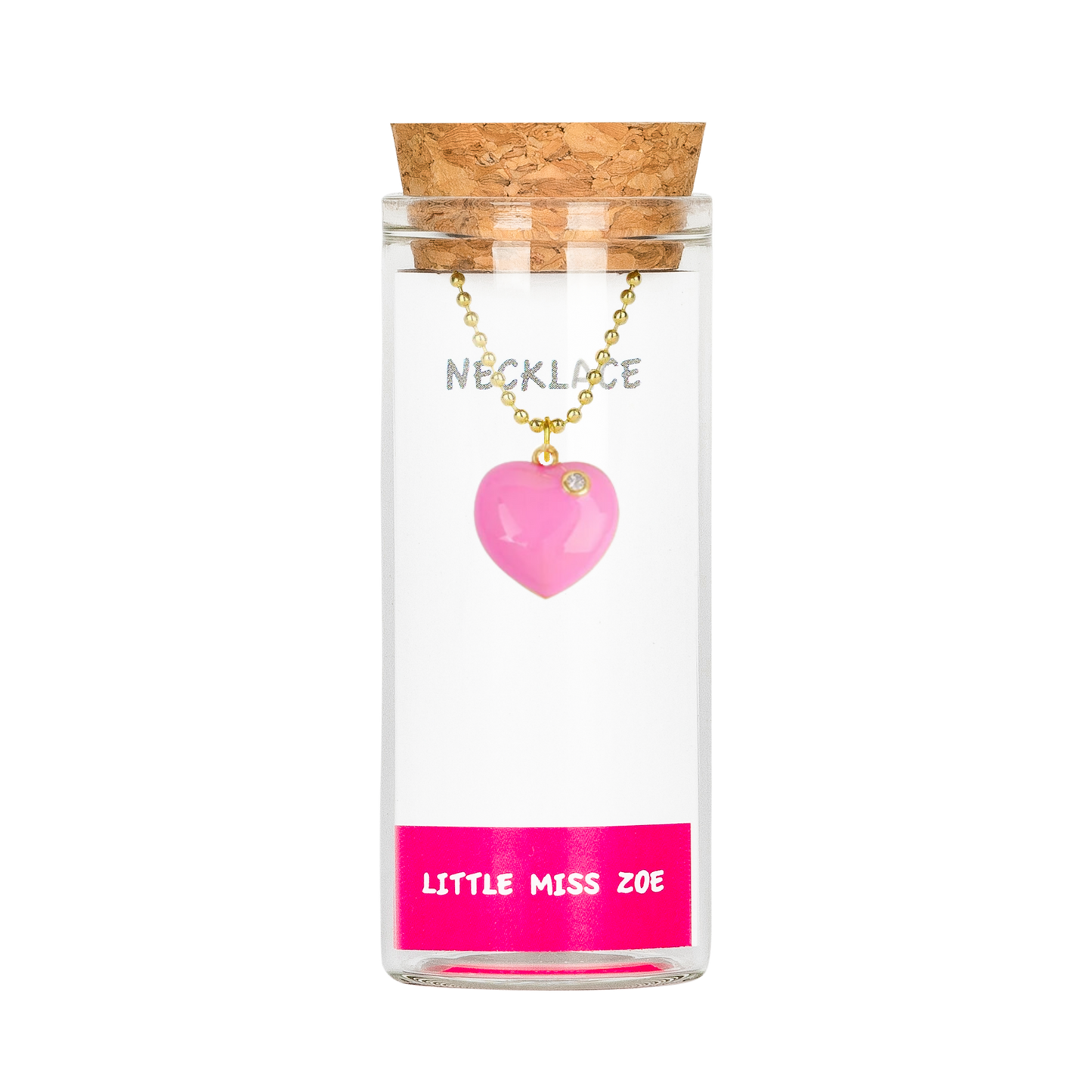Puffy Heart Charming Necklace in a Bottle - Set of 3