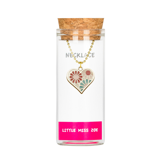 Floral Heart Charming Necklace in a Bottle - Set of 3