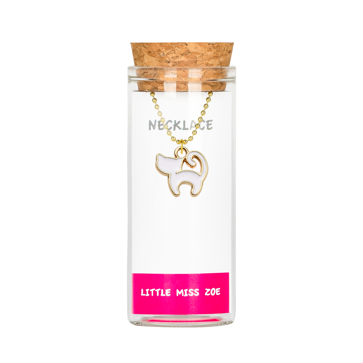 White Cat Charming Necklace in a Bottle - Set of 3