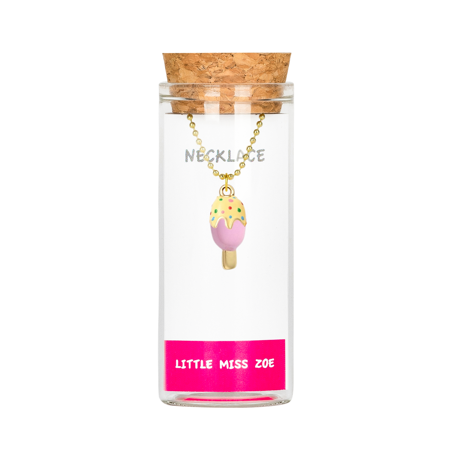 Sprinkled Ice Cream Charming Necklace in a Bottle - Set of 3