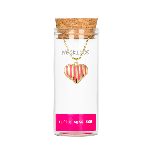 Stripe Heart Charming Necklace in a Bottle - Set of 3