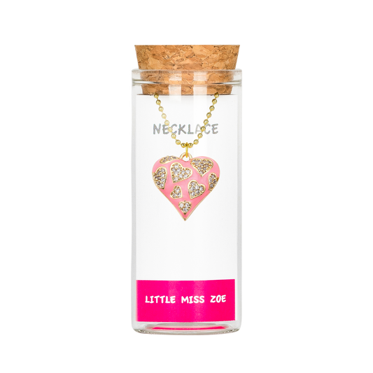 Sparkly Heart Charming Necklace in a Bottle - Set of 3