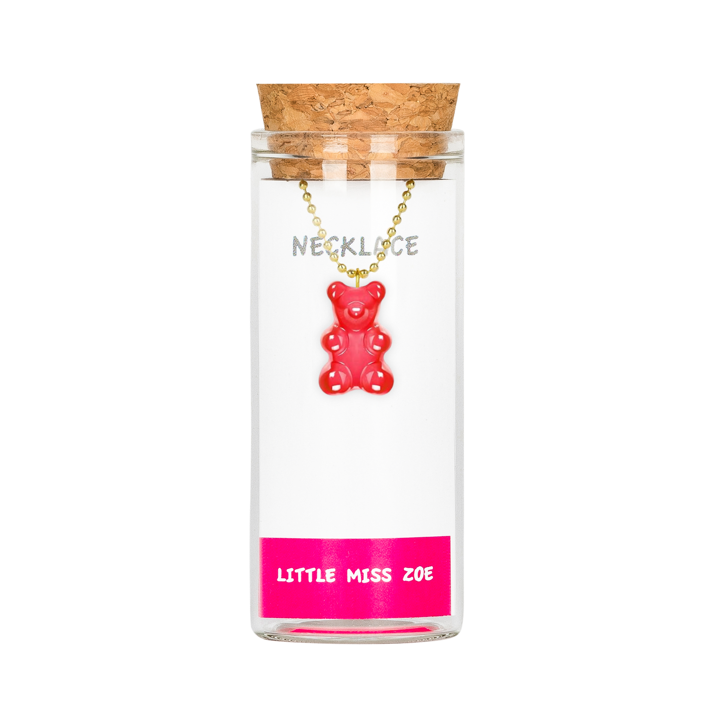 Red Gummy Bear Charming Necklace in a Bottle - Set of 3