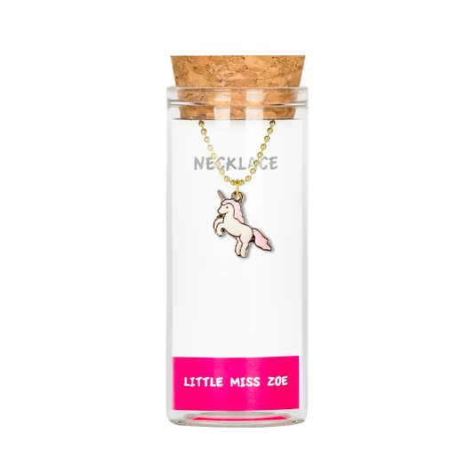Pink Unicorn Charming Necklace in a Bottle - Set of 3
