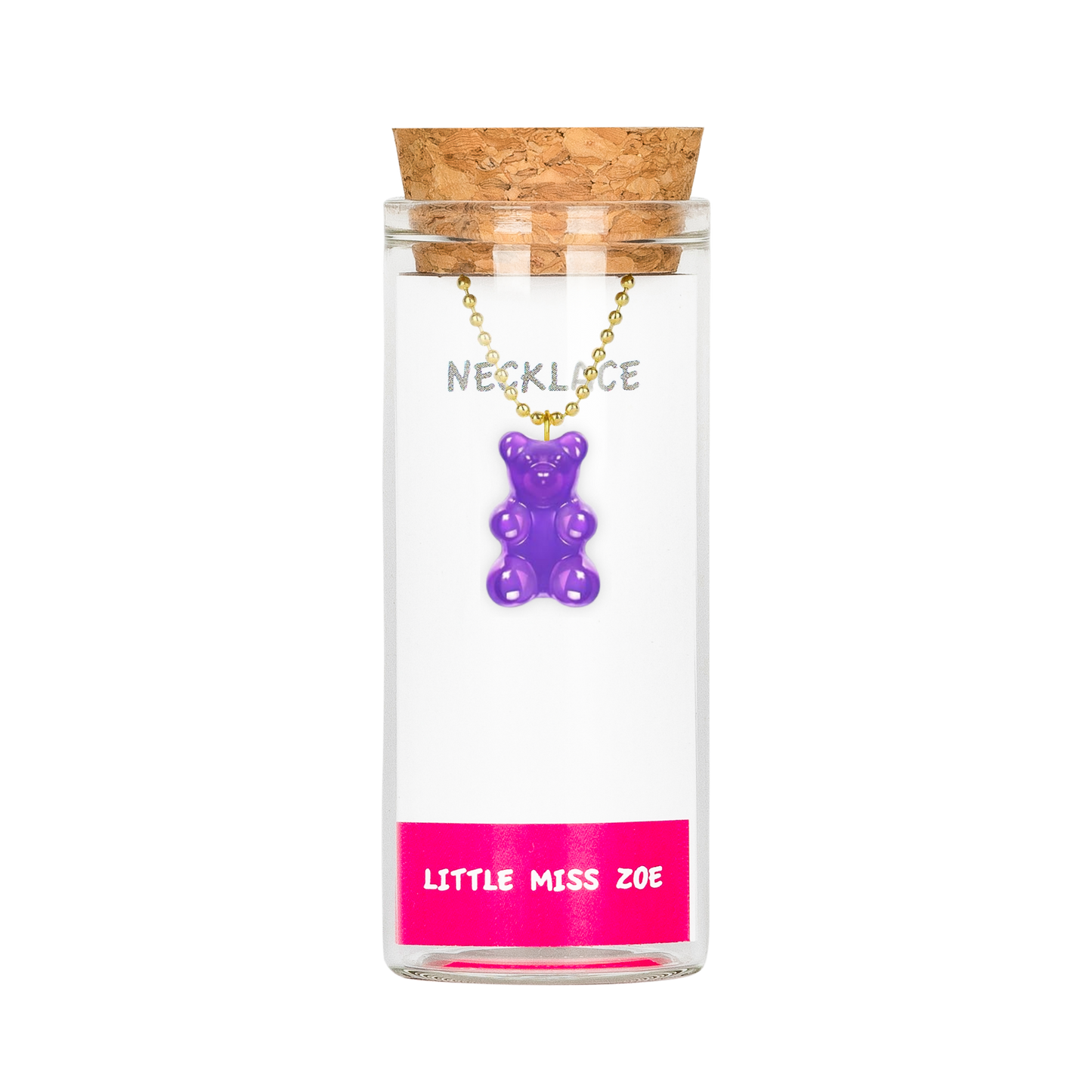 Purple Gummy Bear Charming Necklace in a Bottle - Set of 3
