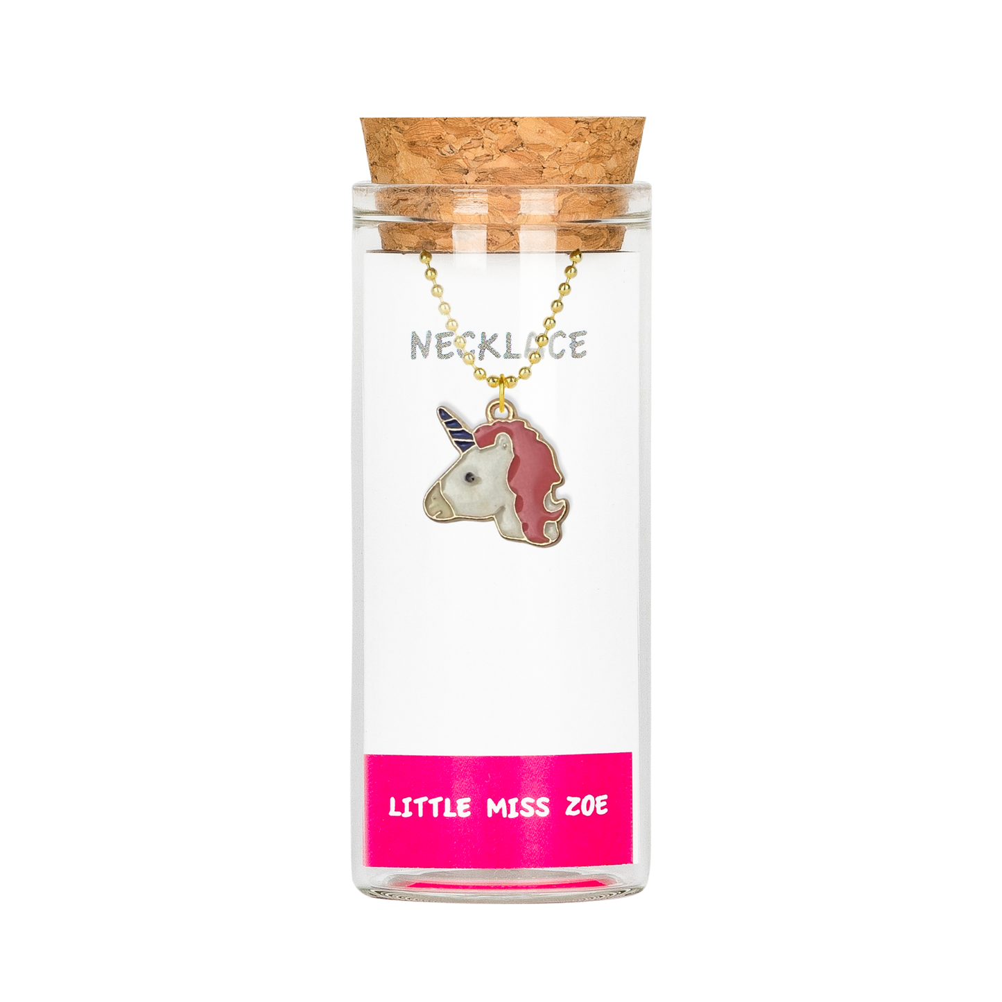Unicorn Head Charming Necklace in a Bottle - Set of 3