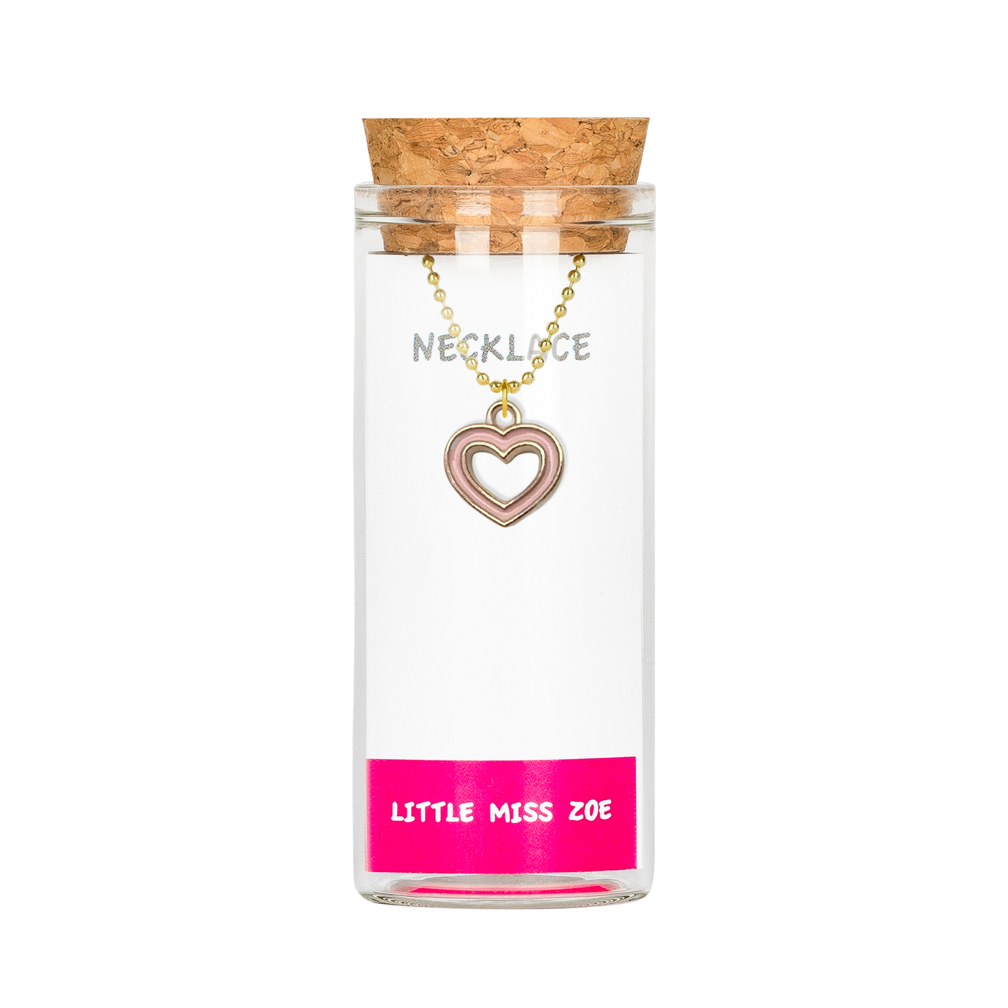Open Heart Charming Necklace in a Bottle - Set of 3