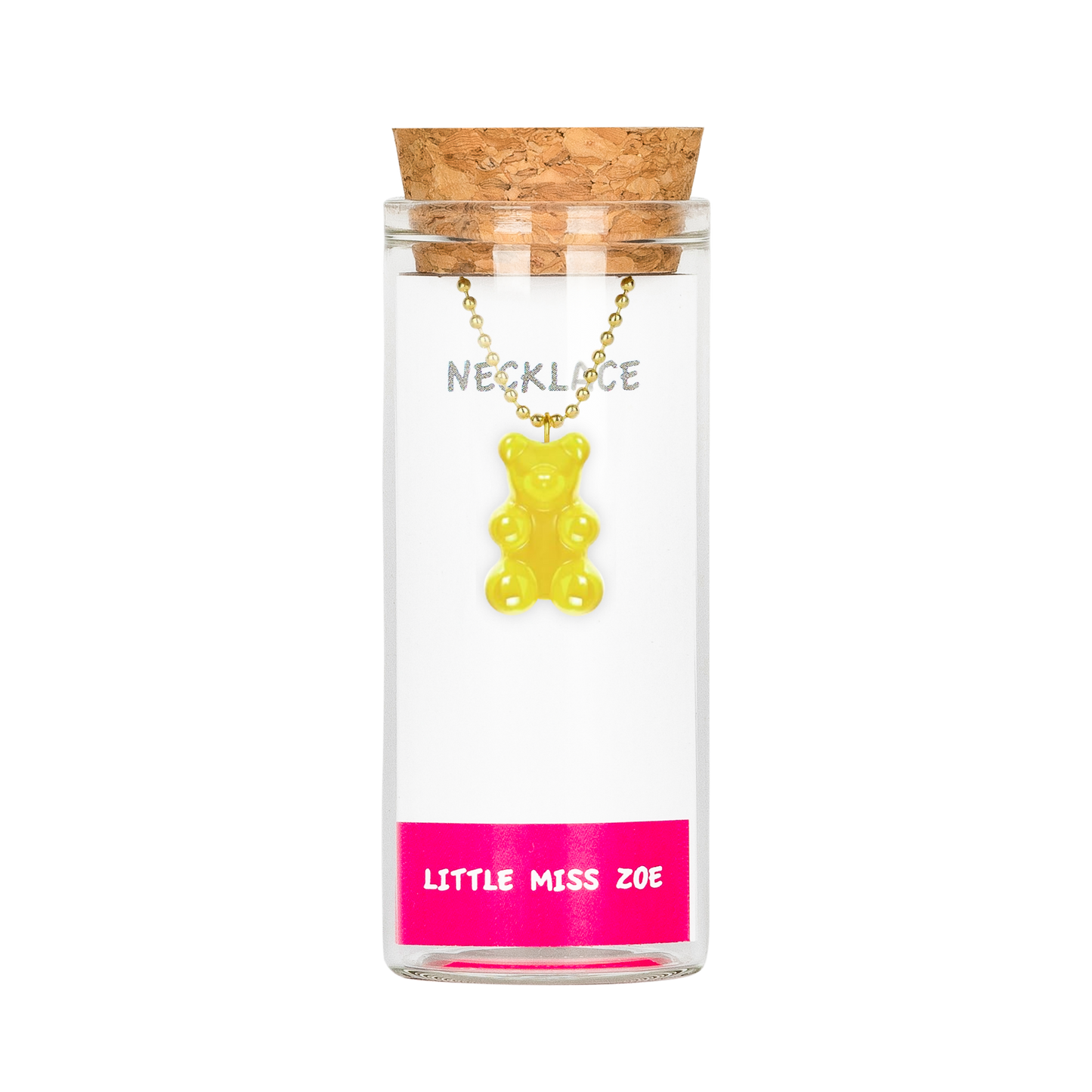 Yellow Gummy Bear Charming Necklace in a Bottle - Set of 3