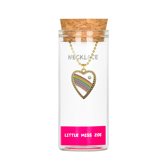 Rainbow Heart Charming Necklace in a Bottle - Set of 3