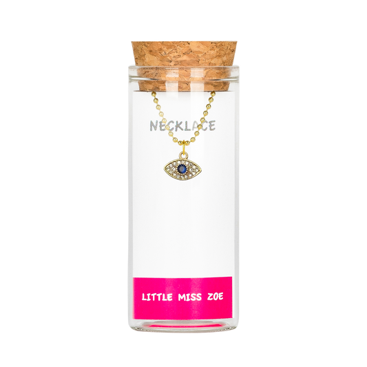 Sparkly Evil Eye Charm Necklace in Bottle - Set of 3