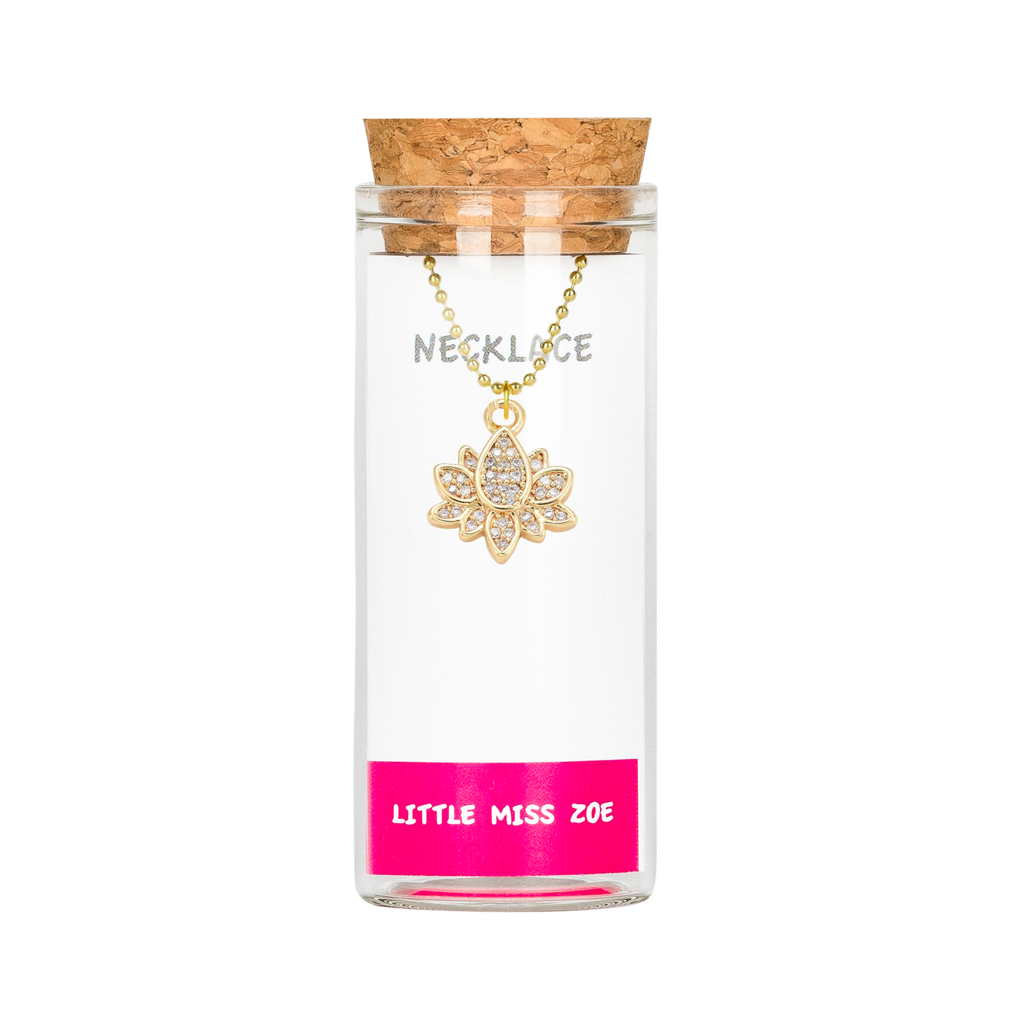 Sparkly Lotus Charming Necklace in Bottle - Set of 3