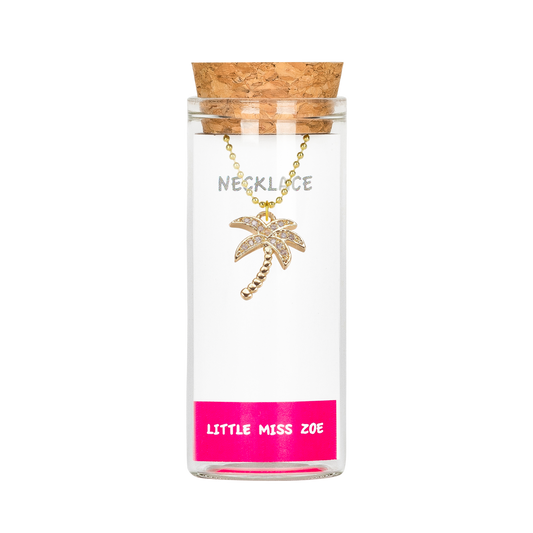 Sparkly Palm Tree Charming Necklace in Bottle - Set of 3