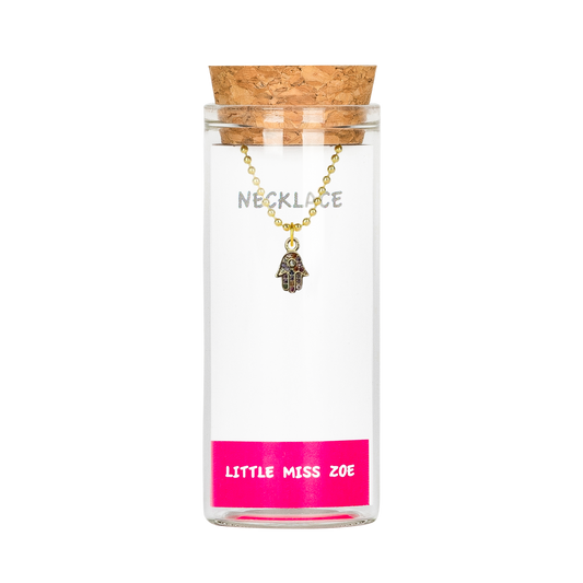 Sparkly Hamsa Charm Necklace in Bottle - Set of 3