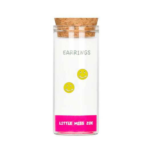 Yellow Smiley Stud Earrings in a Bottle - Set of 3