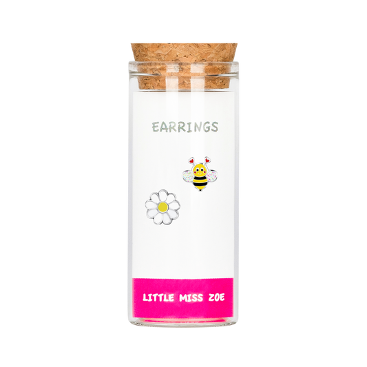 Bumblebee/Flower Stud Earrings in a Bottle - Set of 3