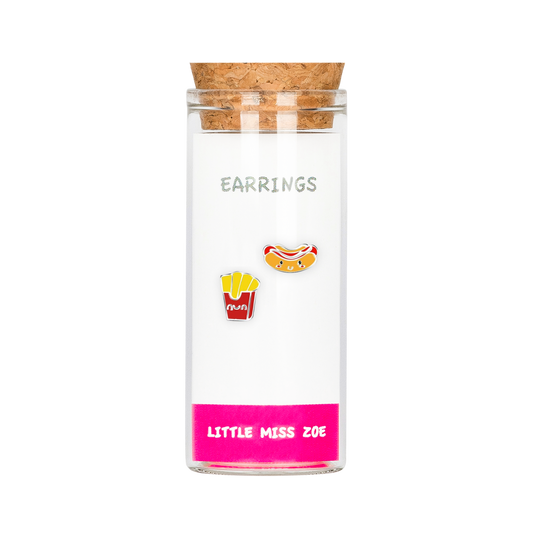 Fries/Hot Dog Stud Earrings in a Bottle - Set of 3