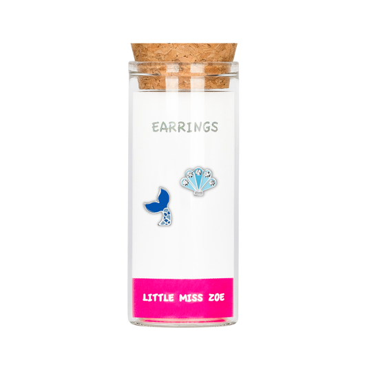 Mermaid Tail/Shell Stud Earrings in a Bottle - Set of 3