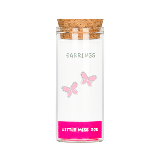 Pink Butterfly Stud Earrings in a Bottle - Set of 3