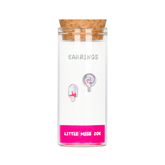 Ice cream/Lollipop Stud Earrings in a Bottle - Set of 3