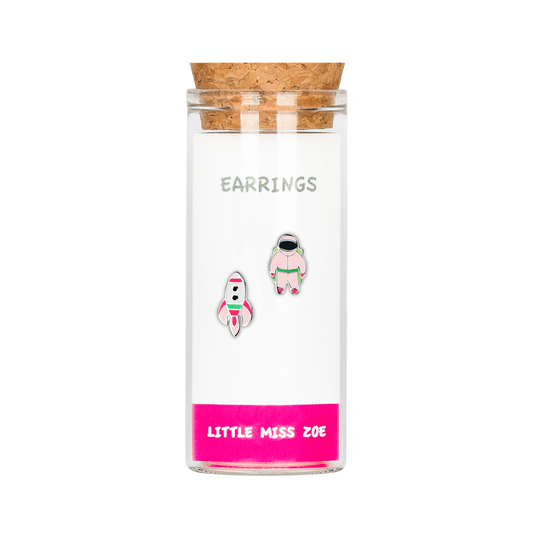 Rocket/Astronaut Stud Earrings in a Bottle - Set of 3