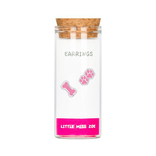 Paw/Bone Stud Earrings in a Bottle - Set of 3