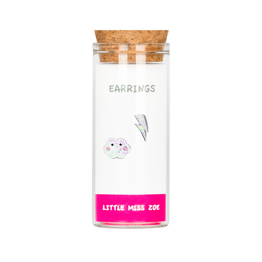 Cloud/Bolt Stud Earrings in a Bottle - Set of 3