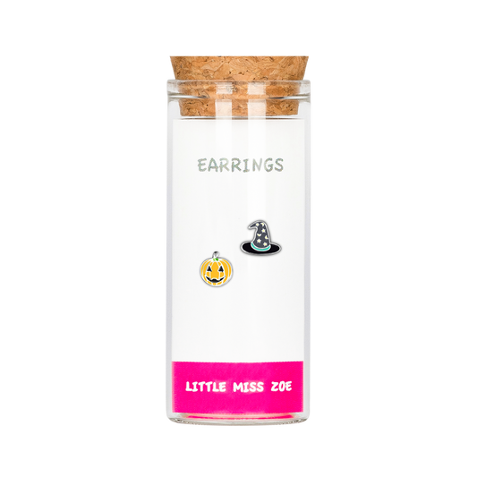 Pumpkin/Witch Hat Stud Earrings in a Bottle - Set of 3