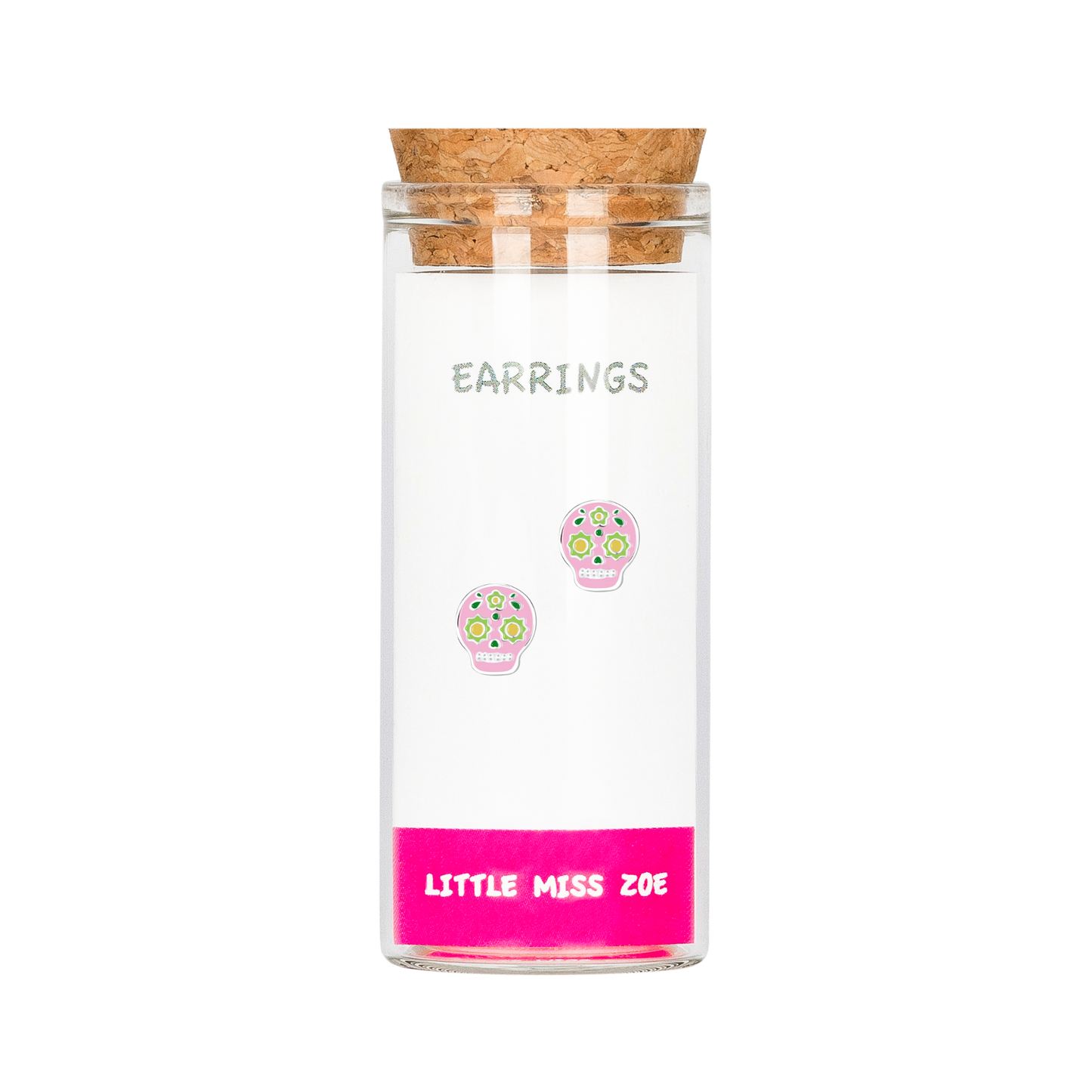 Pink Skull Stud Earrings in a Bottle - Set of 3