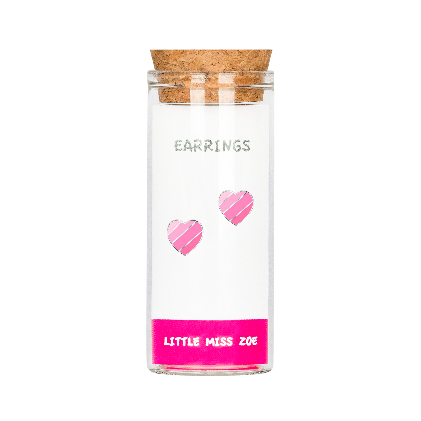 Heart Pink Stud Earrings in a Bottle - Set of 3