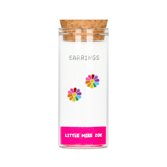 Colorful Flower Stud Earrings in a Bottle - Set of 3