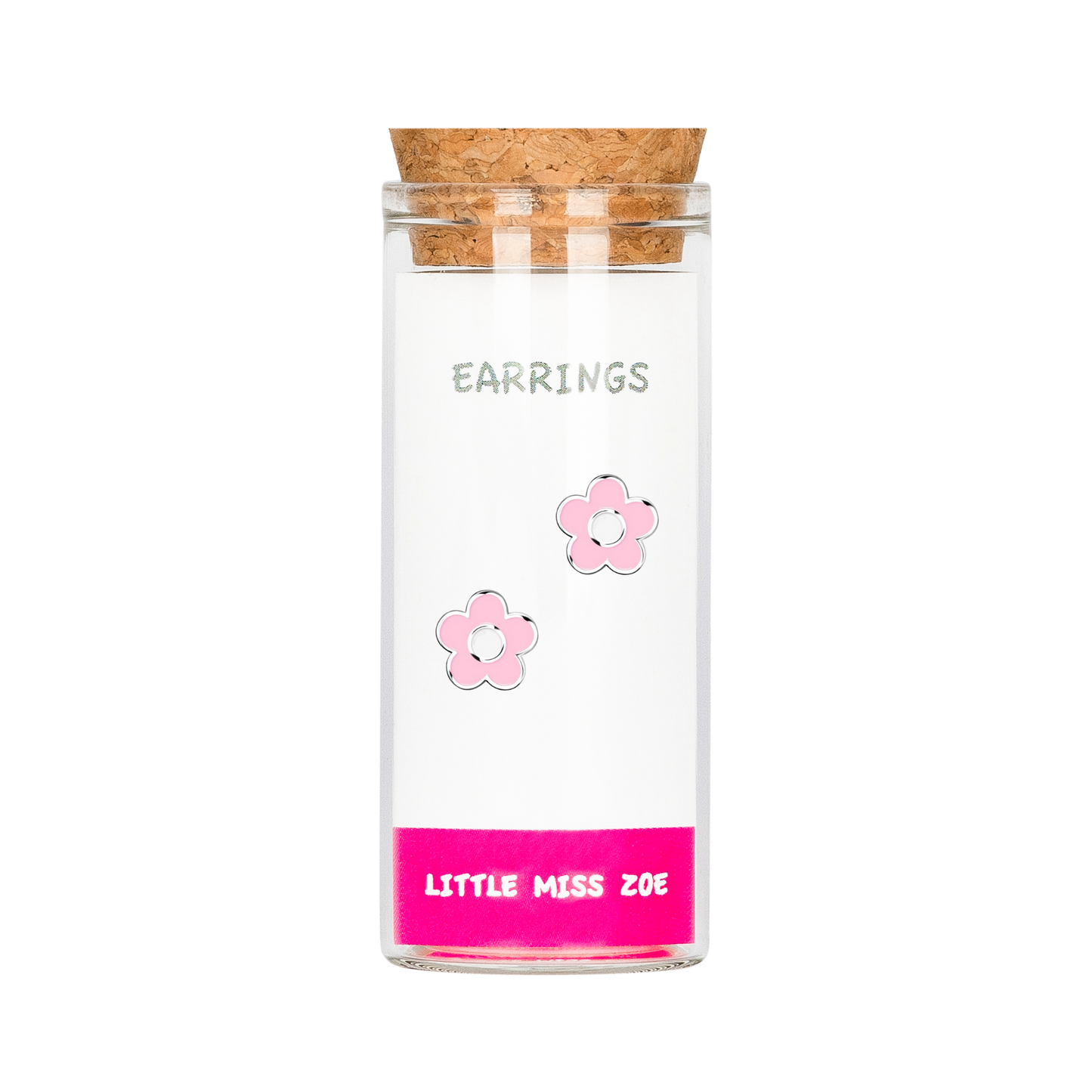 Flower Pink Stud Earrings in a Bottle - Set of 3