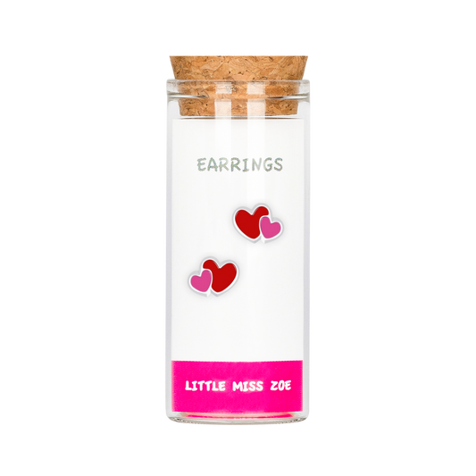 Double Heart Stud Earrings in a Bottle - Set of 3