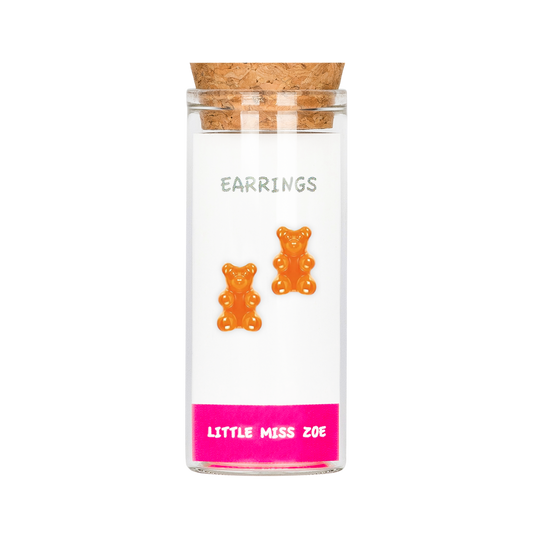 Yummy Bear Orange Stud Earrings in a Bottle - Set of 3