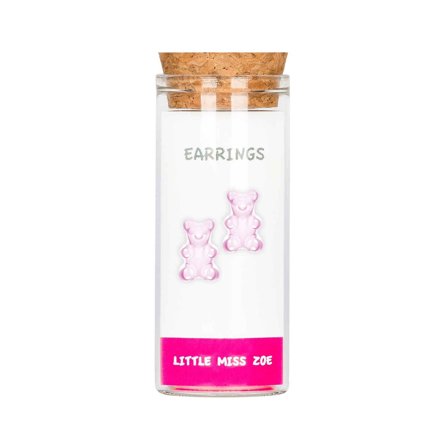 Yummy Bear Pink Stud Earrings in a Bottle - Set of 3