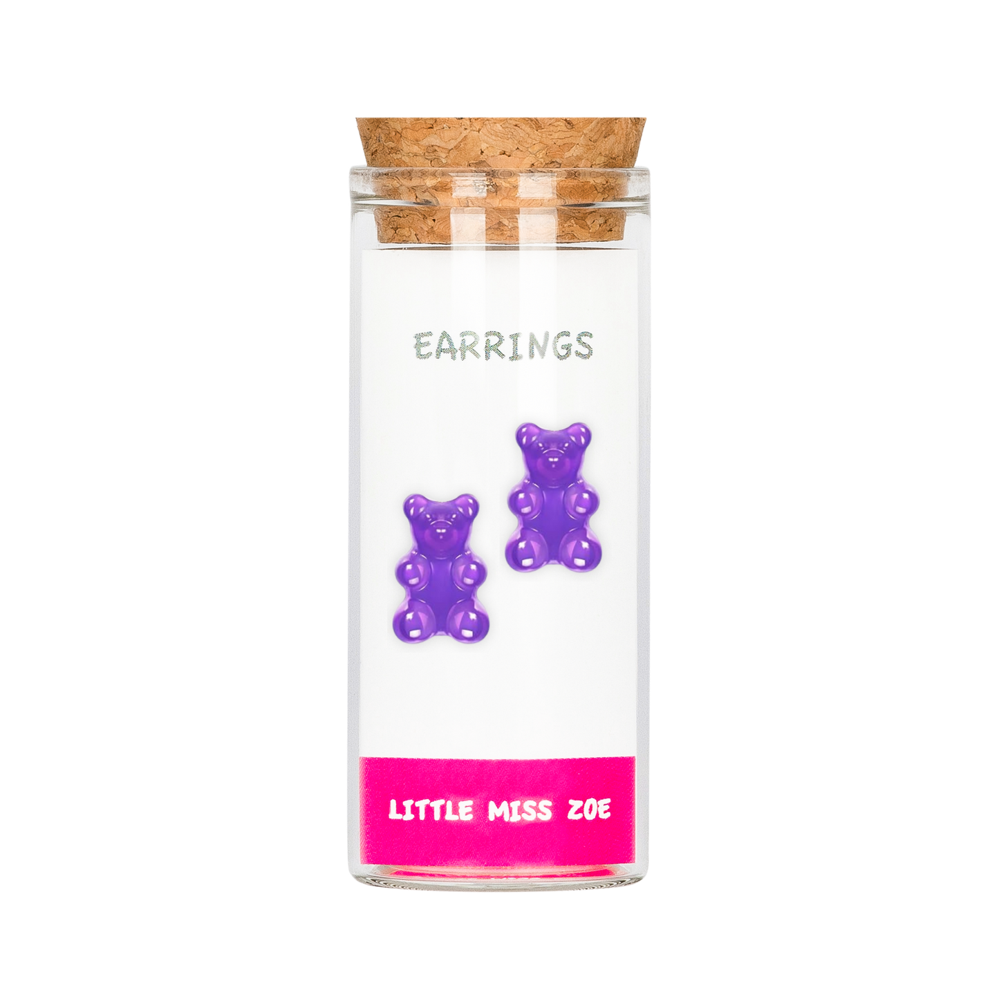 Yummy Bear Purple Stud Earrings in a Bottle - Set of 3
