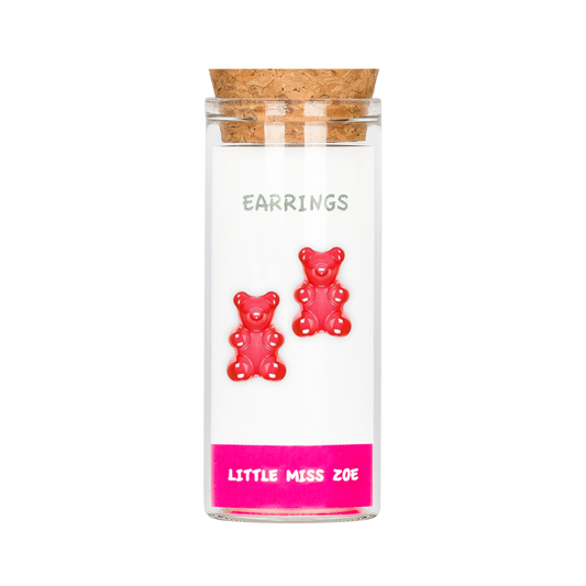 Yummy Bear Red Stud Earrings in a Bottle - Set of 3