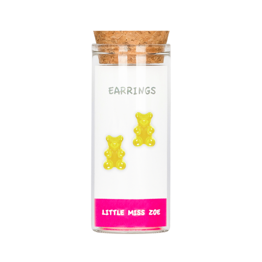 Yummy Bear Yellow Stud Earrings in a Bottle - Set of 3