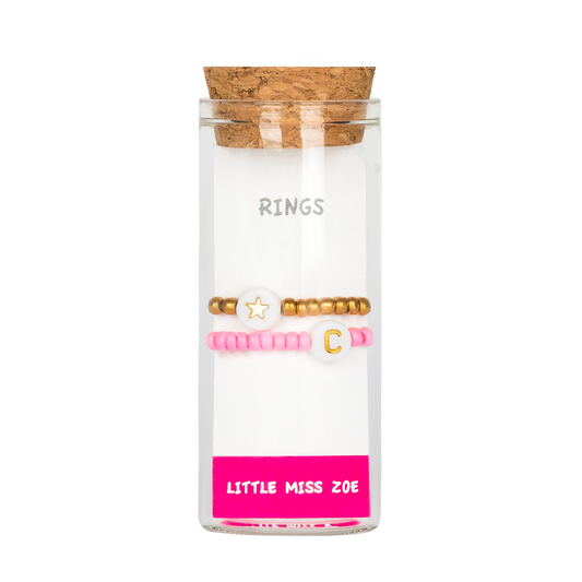 Pink Initial Ring  - Set of 12